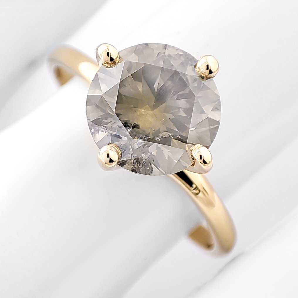 χωρίς τιμή ασφαλείας - Δαχτυλίδι - 14 καράτια Κίτρινο χρυσό - 2.07ct. tw. Διαμάντι (Φυσικού χρώματος) - Πιστοποιητικό IGI #2.1