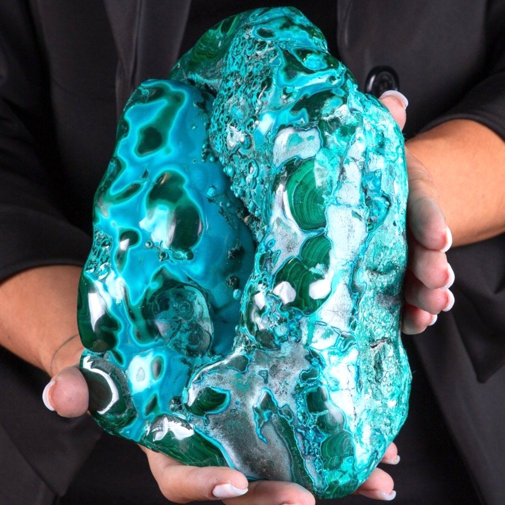Extremely Rare Quality - Chrysocolla with Botroidal Malachite - Collector's Specimen - Height: 205 mm - Width: 195 mm- 6600 g #1.0