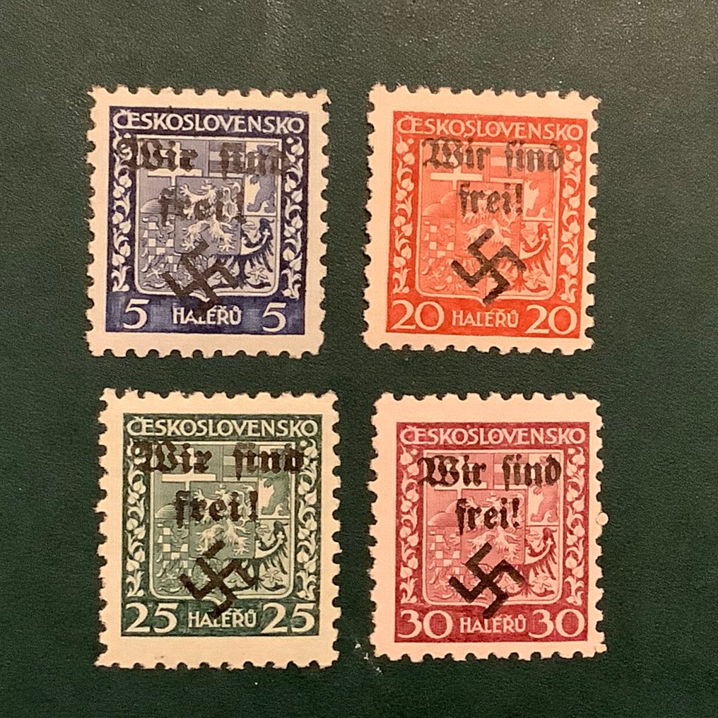波希米亚和摩拉维亚 1938 - Rumberg：4个印章徽章，带有“wir sind frei”印刷 - Michel #1.0