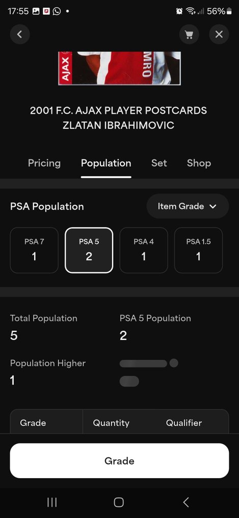 2001 Player Post Card Rookie Zlatan Ibrahimović Ajax Rookie - Printed Signature Ajax - PSA 5 - 1 Graded card #4.3