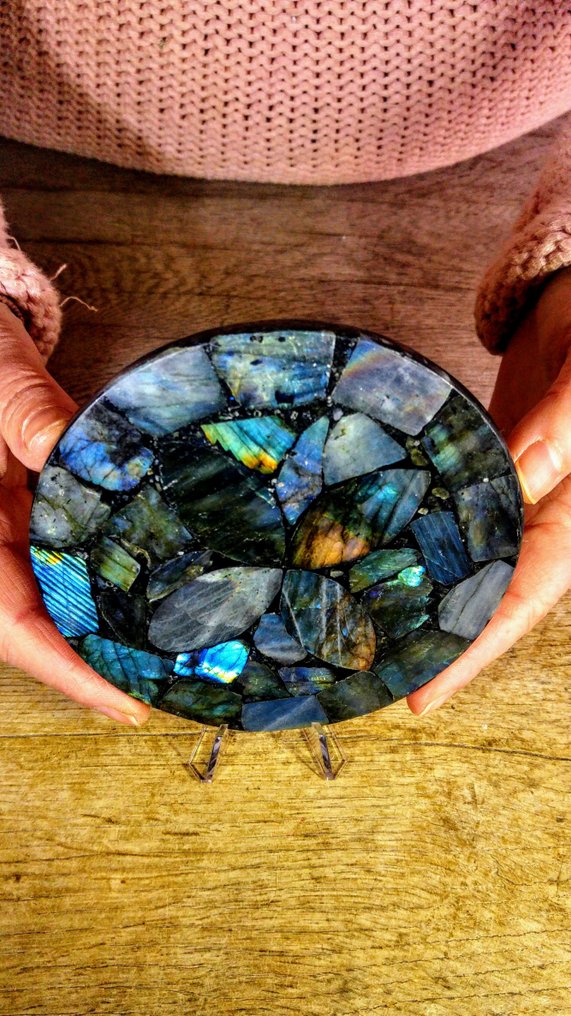 Labradorite mosaic, - Freeform - Height: 12 cm - Width: 12 cm- 203 g #1.0
