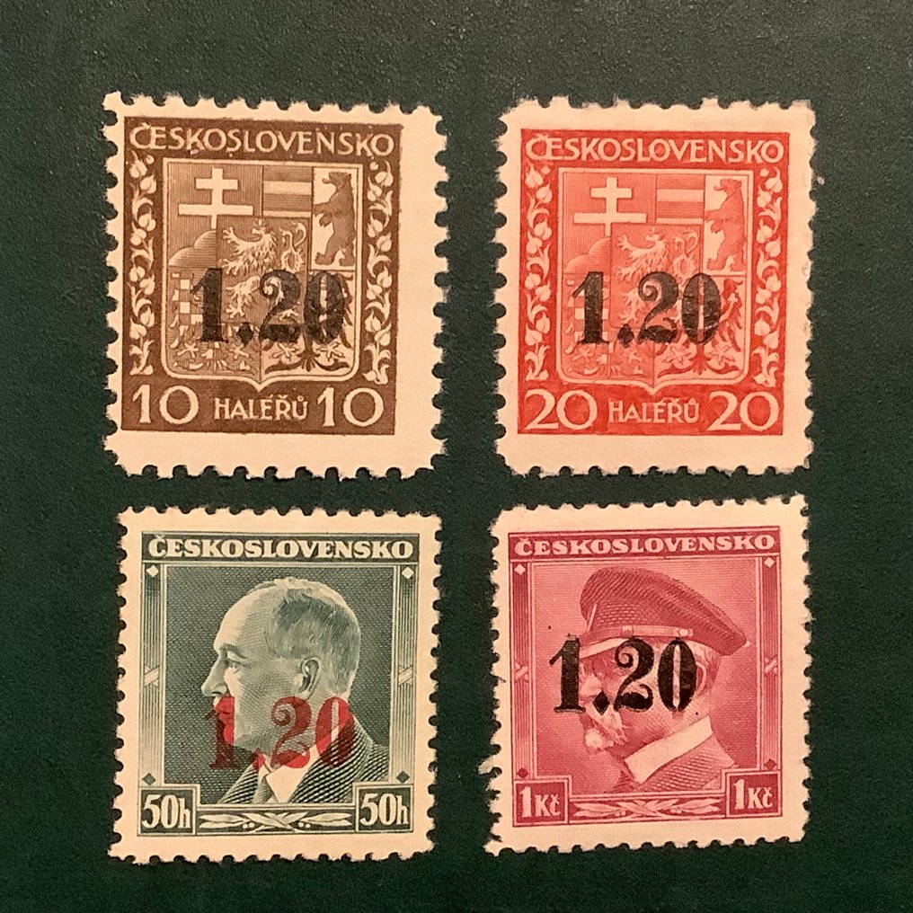 Bohemen en Moravië 1938 - Asch : vier zegels met 1,20 opdruk - keyvalue einwandfrei sign Mahr - Michel 2/5 #1.0