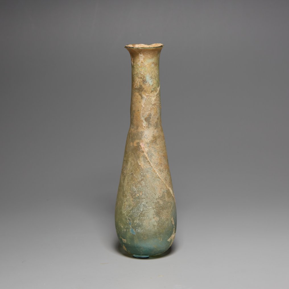 Αρχαία Ρωμαϊκή Γυαλί Φιάλη, 1ος - 3ος αιώνας μ.Χ. Ύψος 10 cm. #1.0