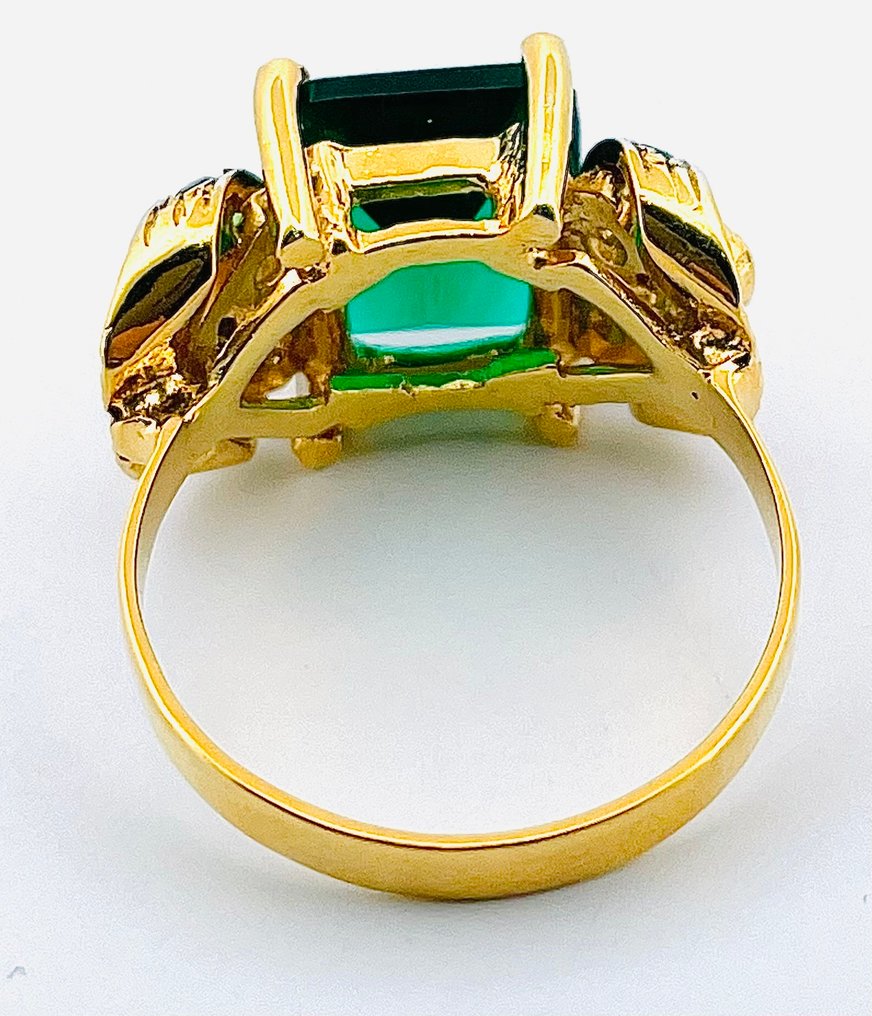 没有保留价 - 戒指 - 9 kt. 黄金, 银 祖母绿 - 祖母绿 #4.3