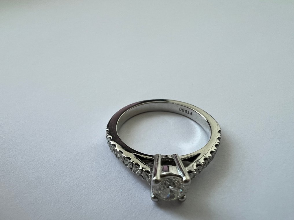 戒指 白金 -  0.87ct. tw. 钻石 (天然色彩的) - 钻石 #1.0