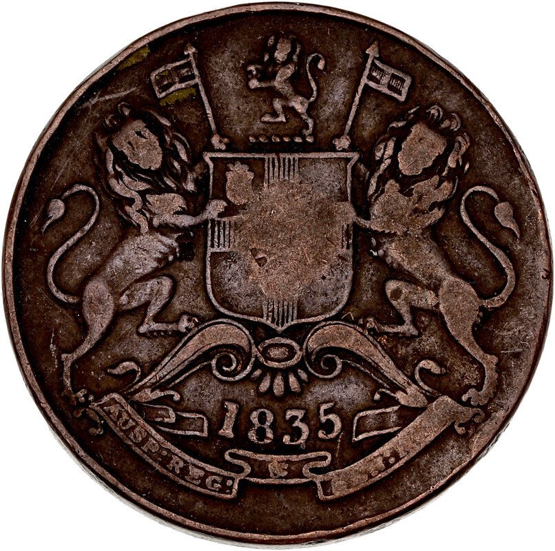 印度，东印度公司. 1/2 Anna 1835  (没有保留价) #1.0