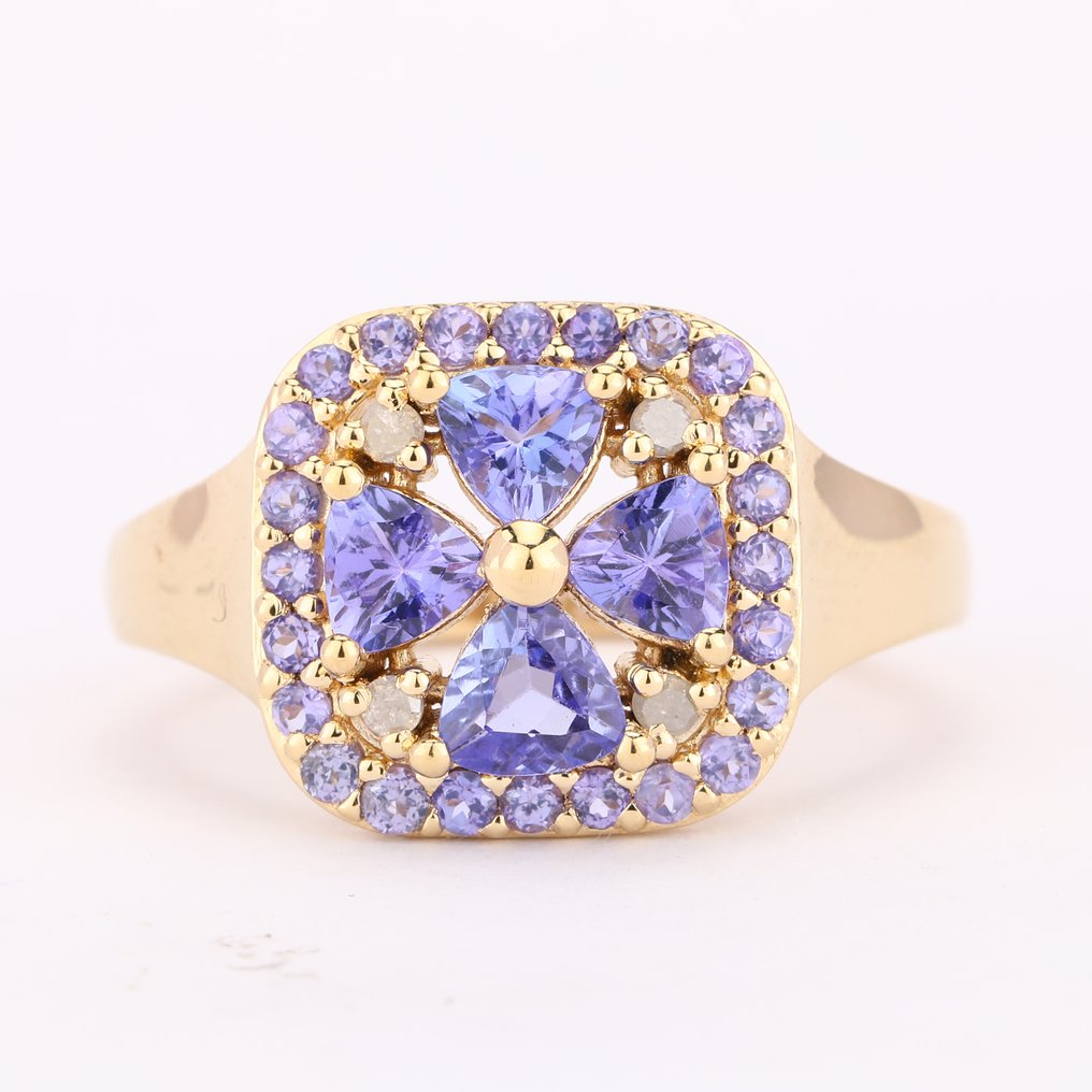 Nincs minimálár - Gyűrű Aranyozott, Ezüst -  1.40ct. tw. Tanzanit #1.0