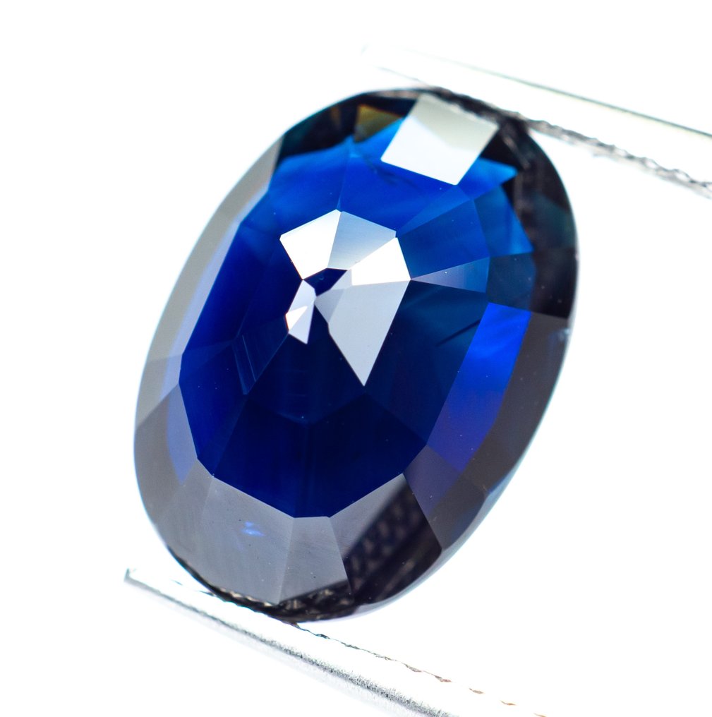 No reserve price Sapphire  - 9.03 ct - Bellerophon Gemlab - Deep Blue #4.3