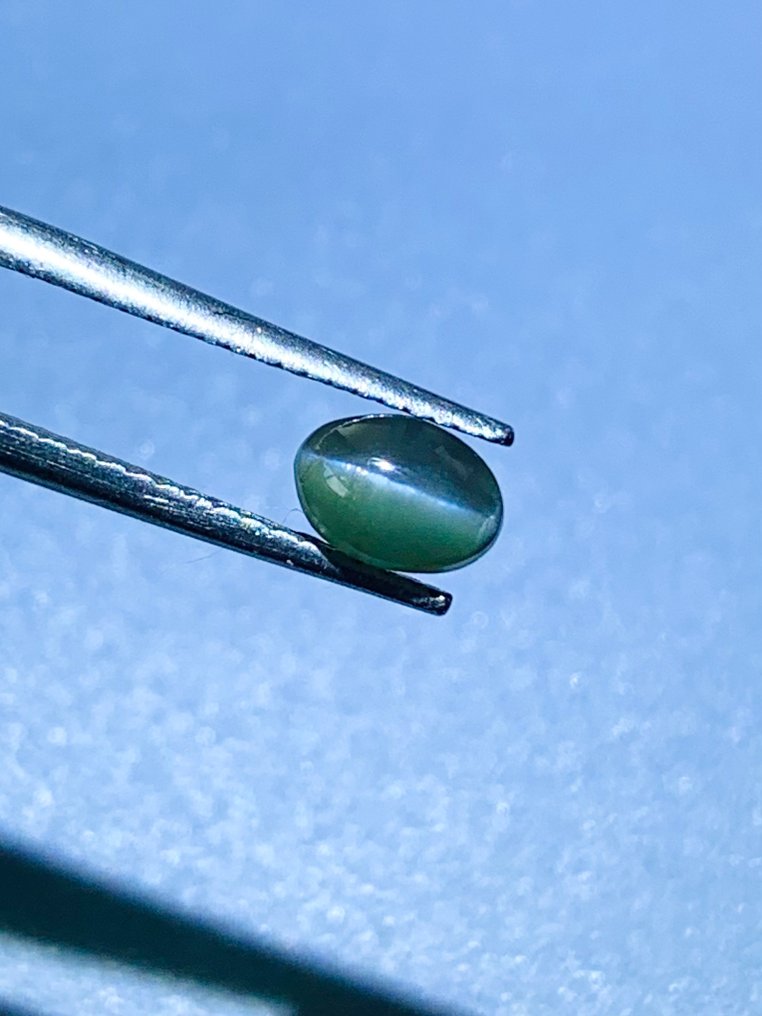 1 pcs Grønn Alexandritt - 1.23 ct - Internasjonal forening for fargede edelstener (ICA GemLab) - Cat’Eye Fargeskift #3.2