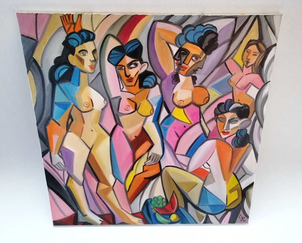Elena Khmeleva - Les Demoiselles d'Avignon. Large. Œuvre originale, fait à la main #3.2
