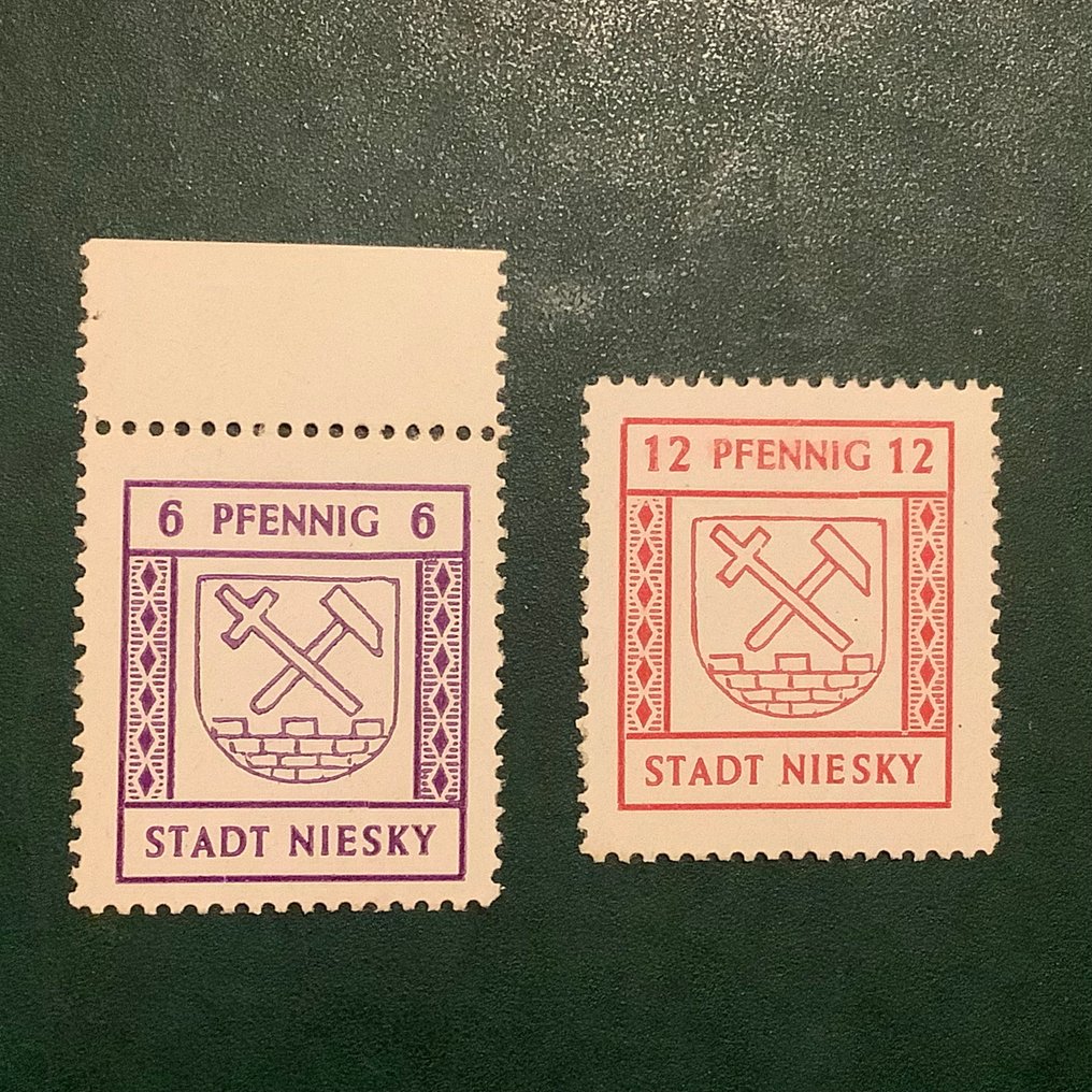 德国 - 本地邮政区 1945 - Niesky：第二次排放 - 经过严格检验 - Michel 3/4 #1.0