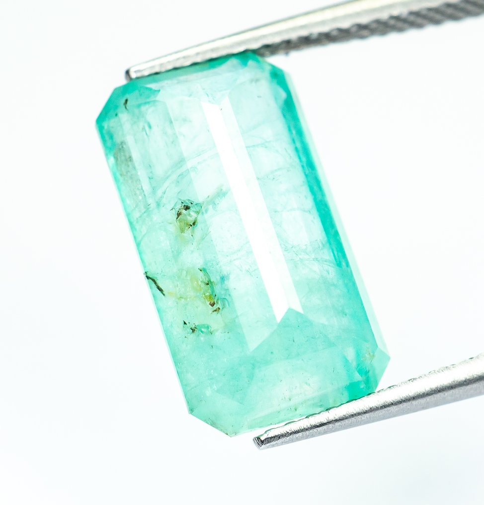 No reserve price Emerald  - 6.35 ct - Bellerophon Gemlab - Bluish Green (Nigeria) #3.2