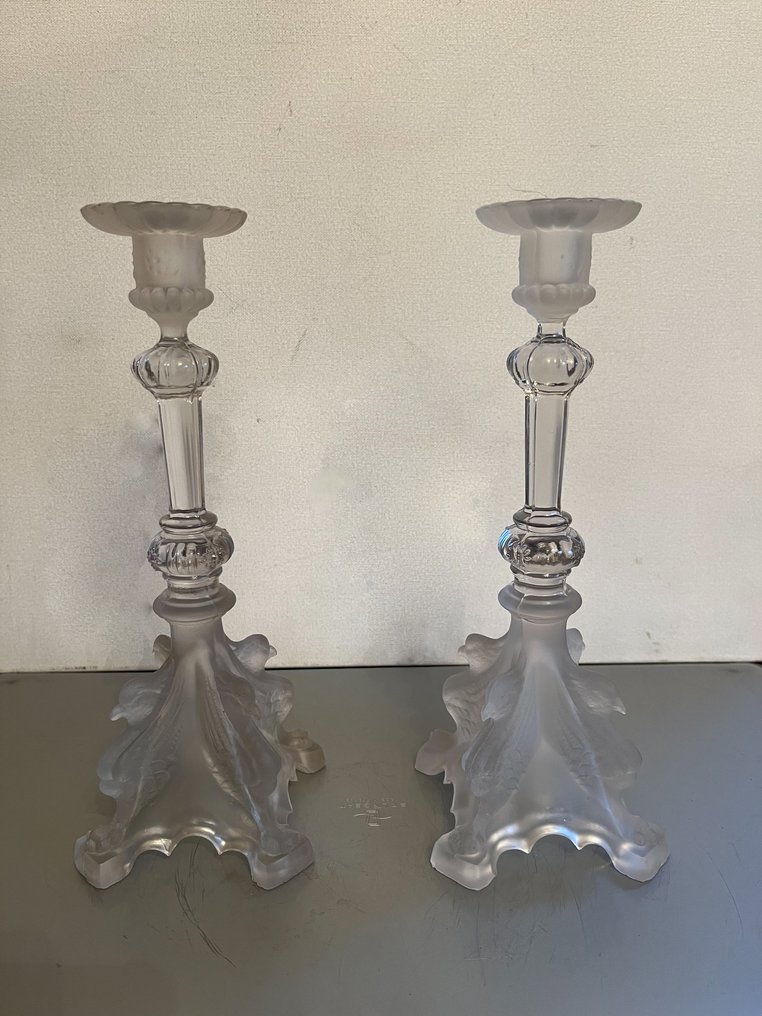 Val Saint Lambert - Charles Graffart - Κηροπήγιο Griffon (2) - Παγωμένο και διάφανο γυαλί, δύο αποχρώσεις. #1.0