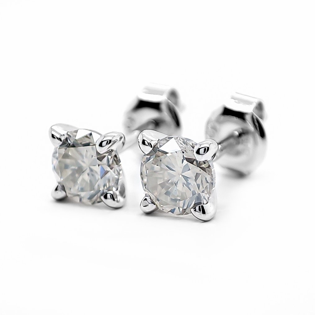 沒有保留價 - 耳環 - 14 克拉 白金 -  1.02ct. tw. 鉆石 (天然彩色) #1.0