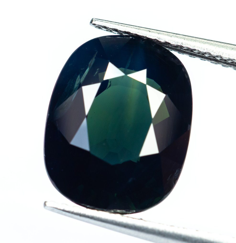 沒有保留價 藍寶石  - 10.13 ct - Bellerophon Gemlab - 深绿色蓝色 #1.0