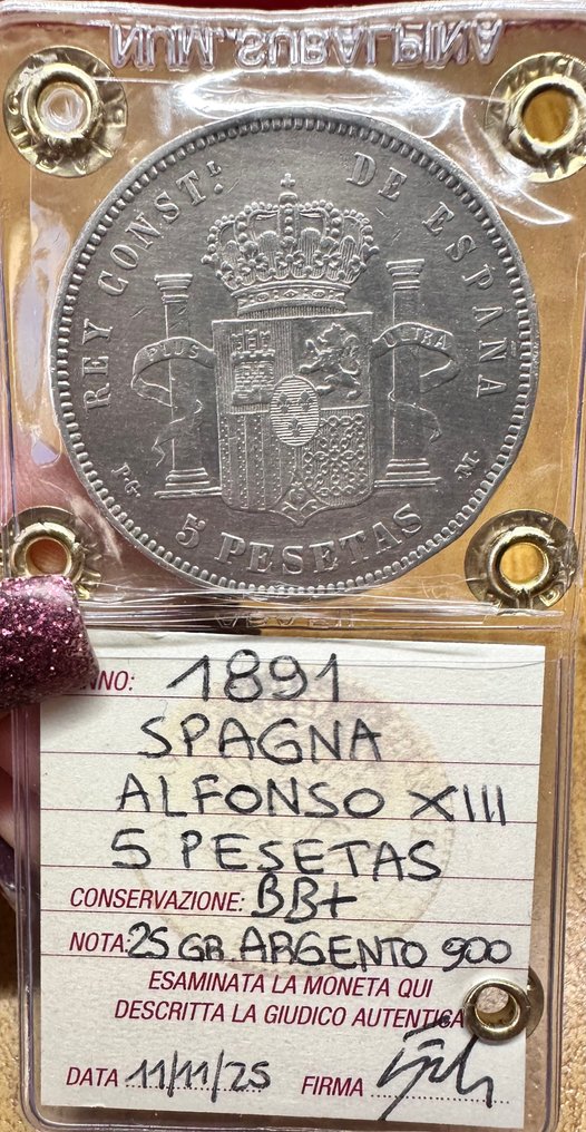 Espanha. Afonso XIII. 5 Pesetas 1891  (Sem preço de reserva) #2.1