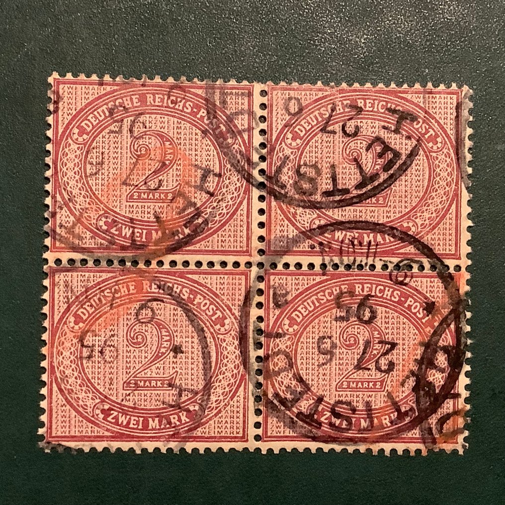 German Empire 1875 - 2 Mark inner service with good centering in a block of four. - Michel 37 #1.0