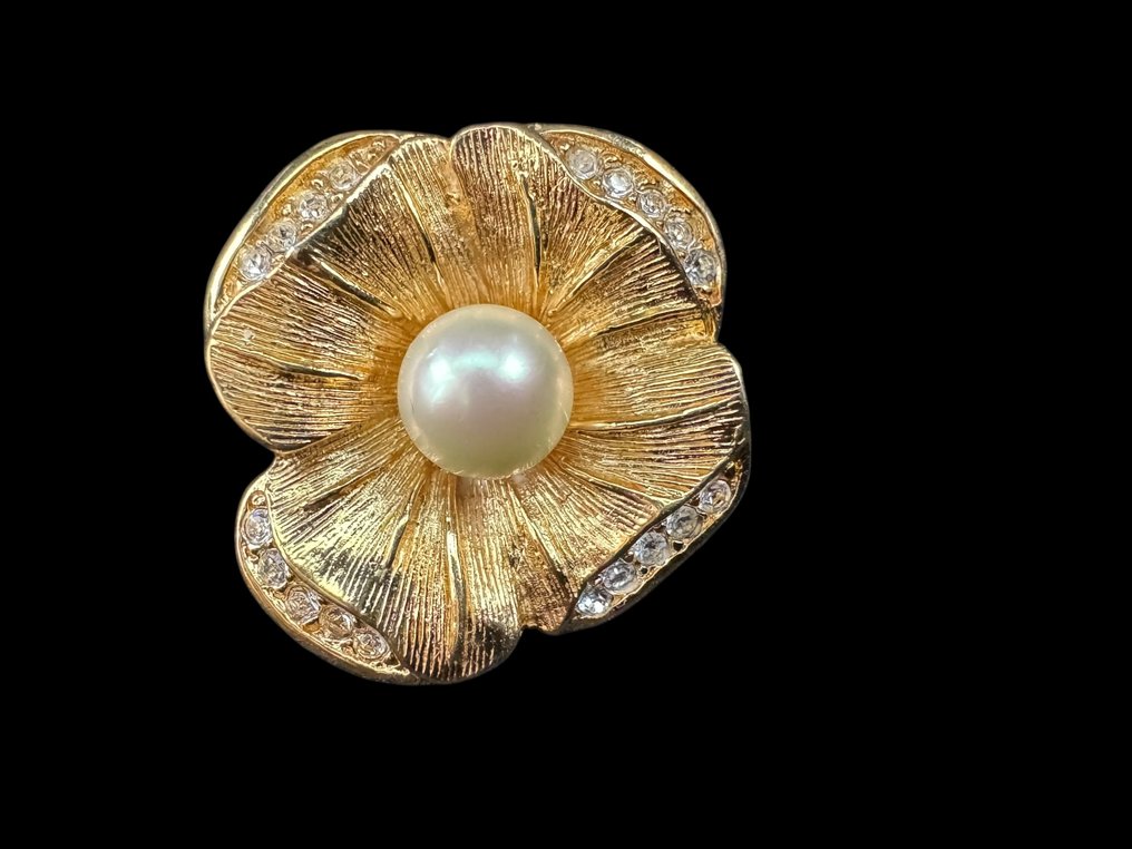 Christian Dior - Vergoldet - Brosche - Seltene Perlenblume #3.2