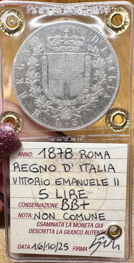 意大利， 王国 Vittorio Emanuele II. 5 Lire 1878 - Roma  (没有保留价) #2.1