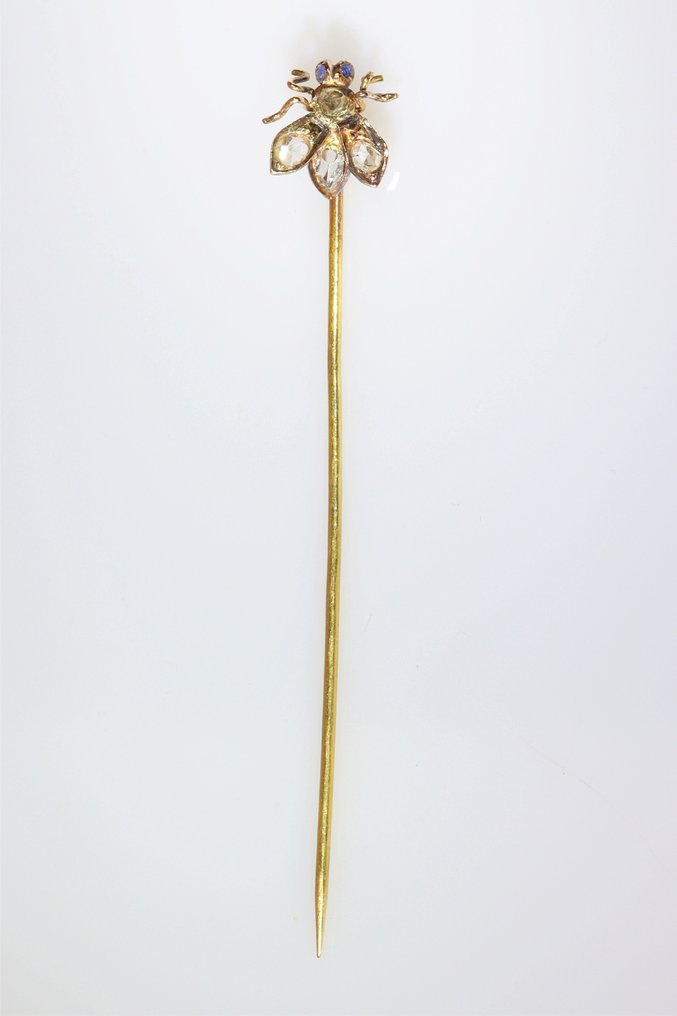 没有保留价 - 珠宝别针 - 18K包金 黄金 - 钻石 - 飞行，复古古董 1880 #2.1