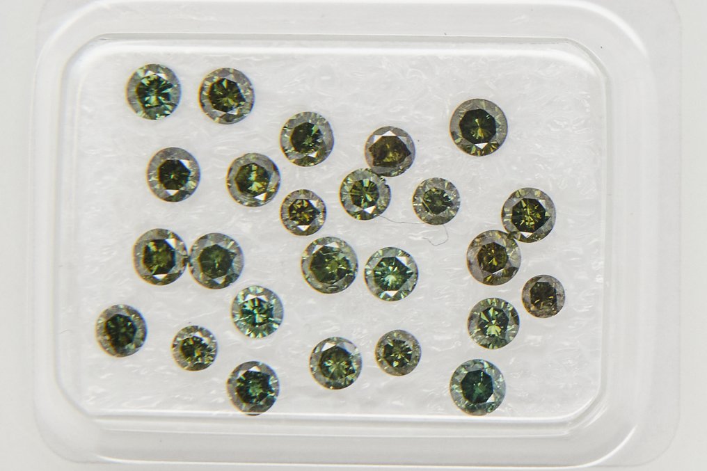没有保留价 - 25 pcs 钻石 (经彩色处理) - 1.09 ct - 圆形 - SI1 微内含一级, SI2 微内含二级, I1 内含一级, I2 内含二级, I3 - 安特卫普宝石报告(GRA) #2.1