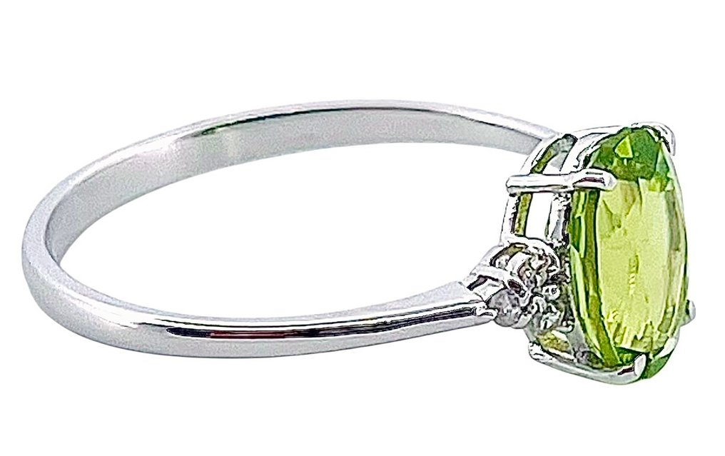 没有保留价 - 戒指 - 18K包金 白金 橄榄石 - 钻石 #4.3