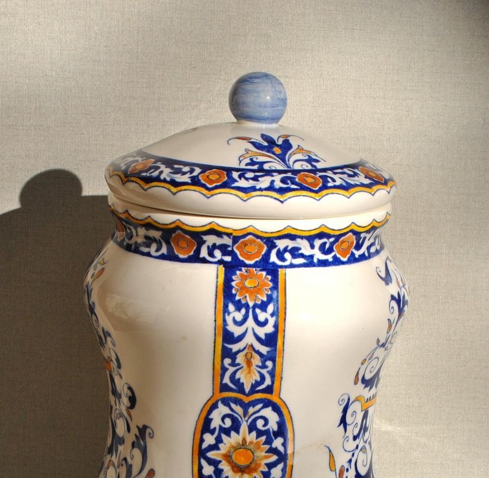 Gien - 药房罐 - 陶器 - 签名25厘米花卉图案 #4.3