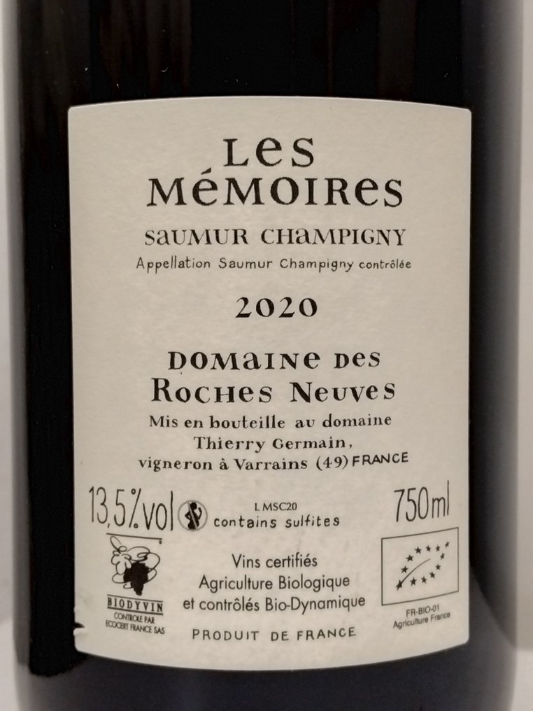 2020 Thierry Germain "Les Mémoires" - Saumur-Champigny - 3 Bottles (0.75L) #2.1