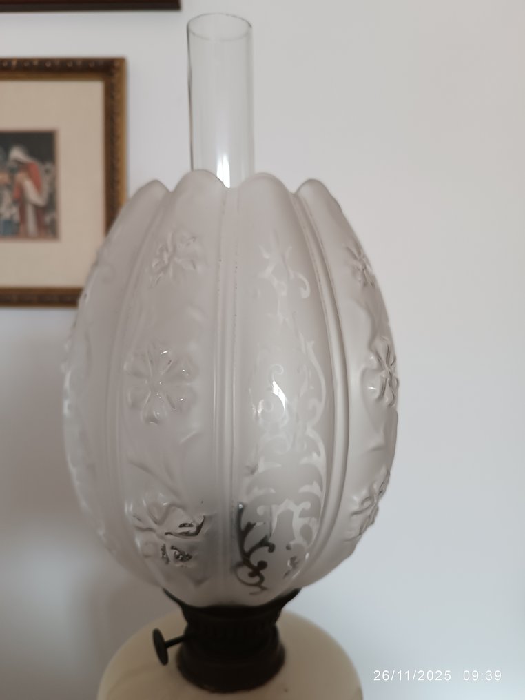 油灯 - 磨砂玻璃, 乳白色玻璃 - 装饰玻璃底座 #3.2