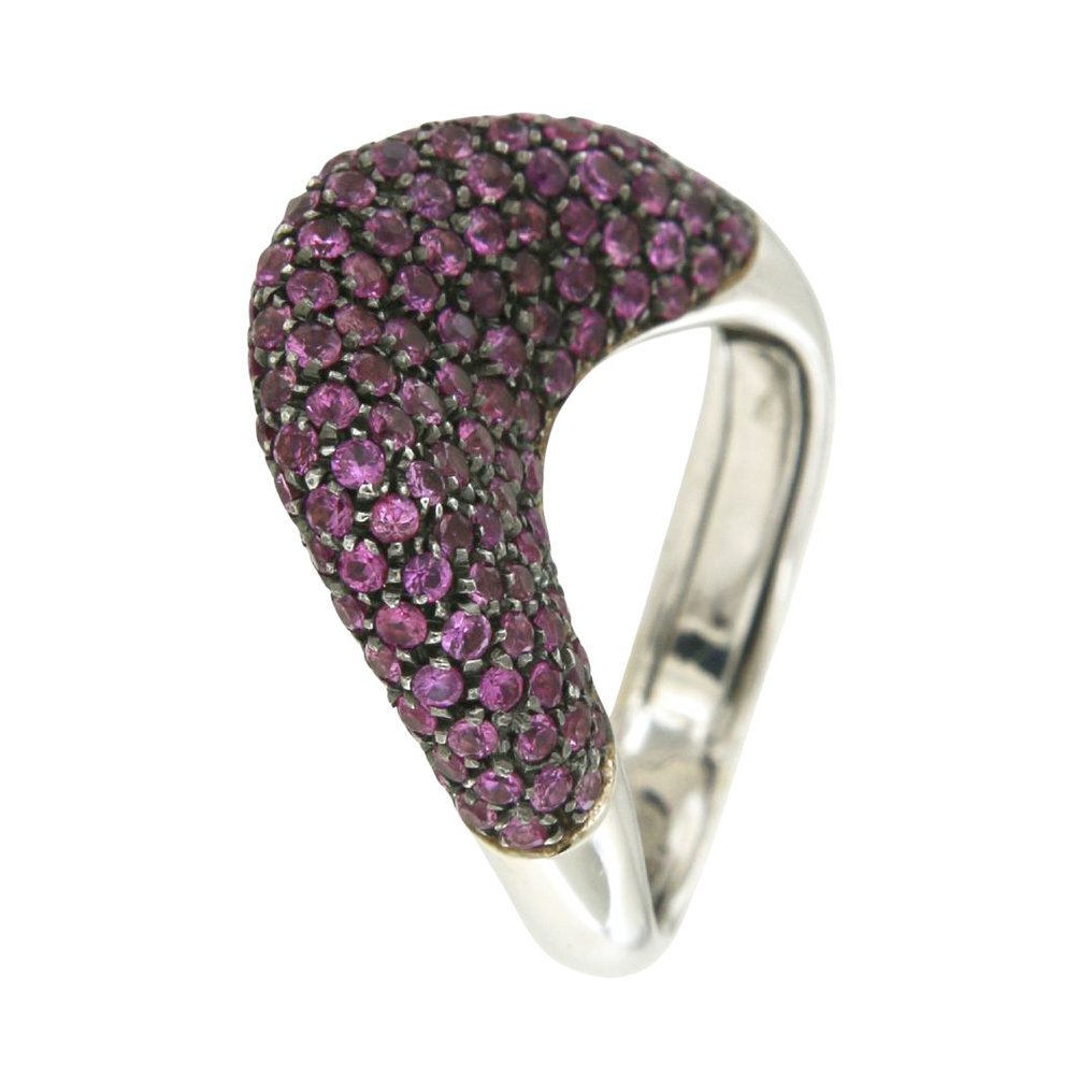 戒指 - 18K包金 白金 -  2.98ct. tw. - Zaffiro Rosa #2.1