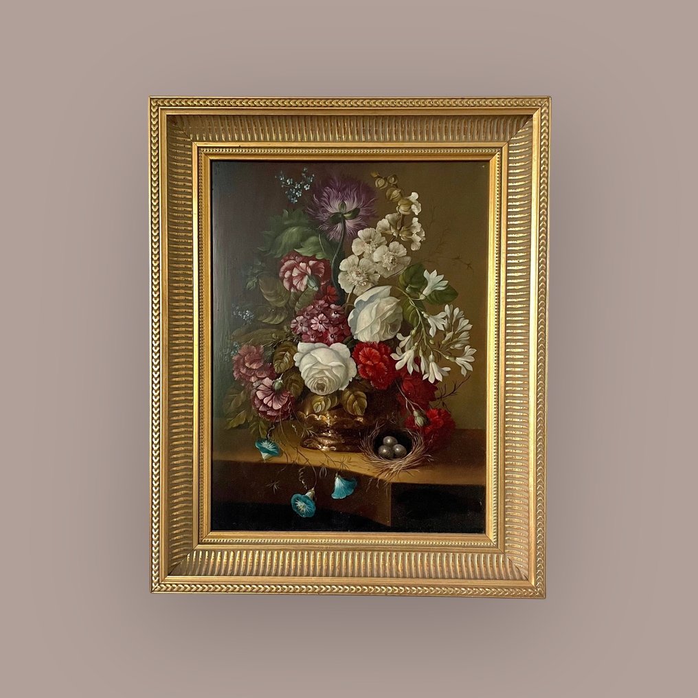 Franz Xaver Pieler (1876/79-1952) - Blumenstillleben mit Vogelnest #2.1