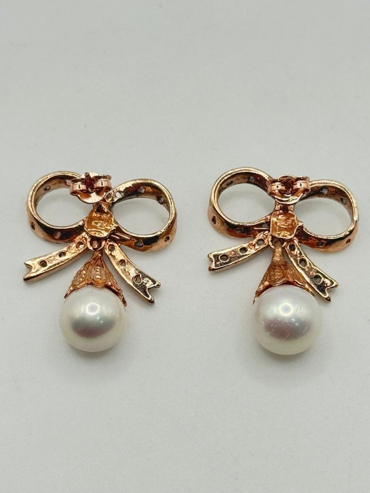 Ingen mindstepris - Øreringe - 9 kt. Sølv, Rosaguld Safir - Diamant #4.3