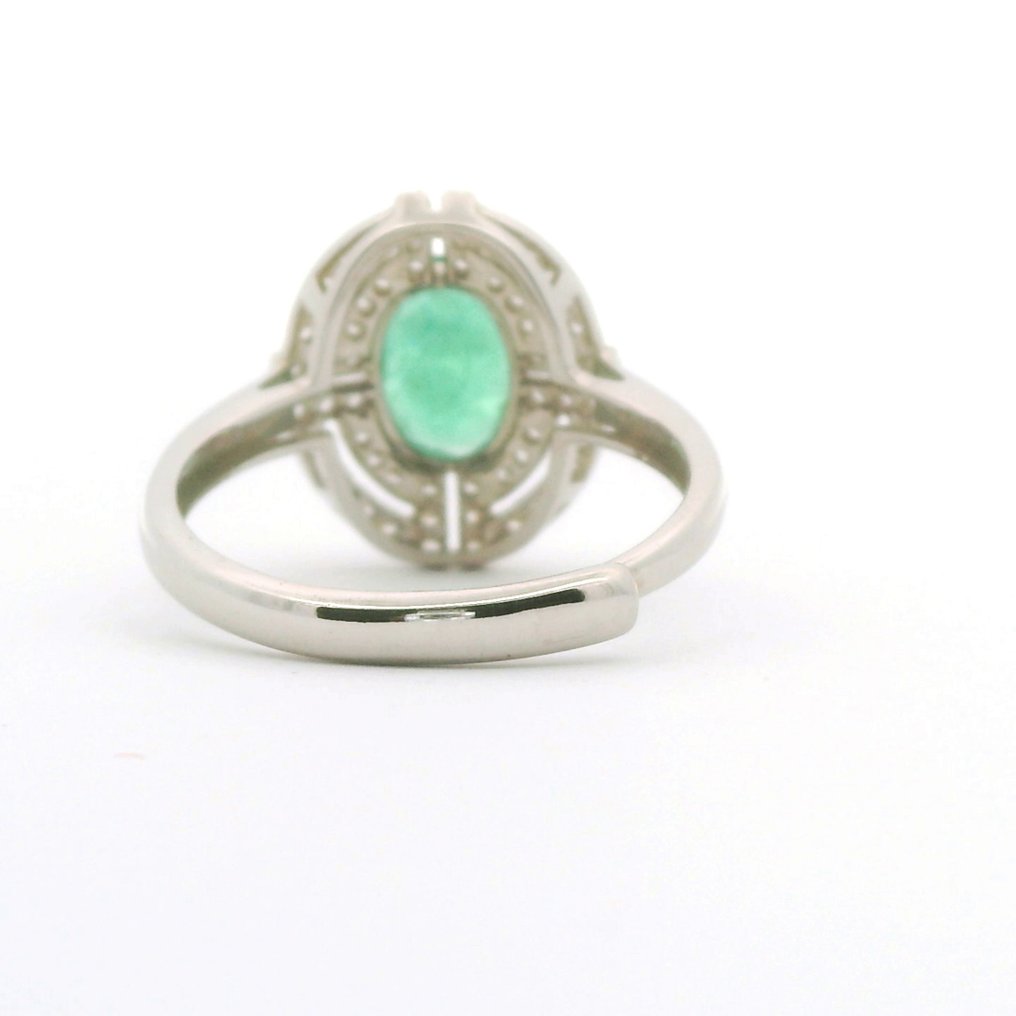 Smeraldo - Argento, Anello di smeraldo in stile Art Deco - Anello #2.1