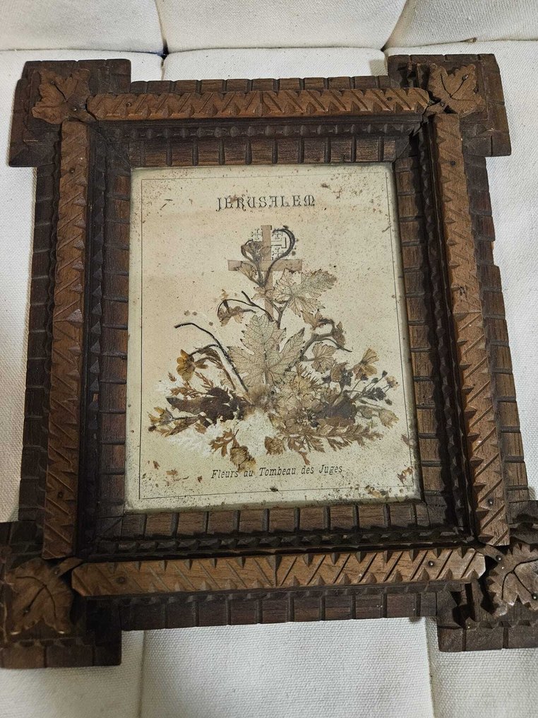 海利格兰祈祷像 - 法官之墓花卉 - 25 x 28 厘米 - 木 - 1850-1900 #4.3