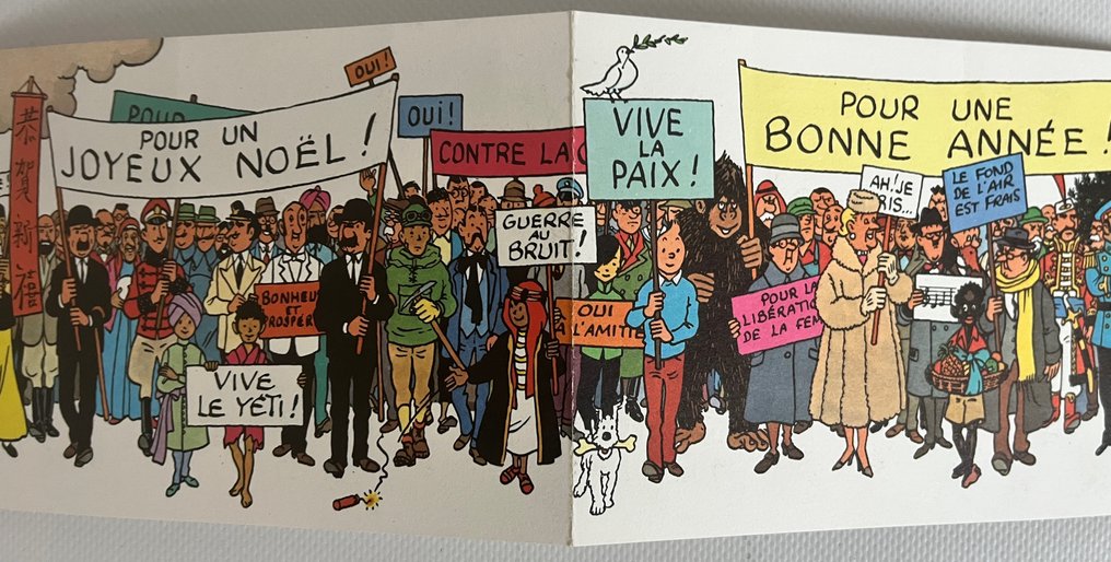 Cortège de personnages - Tintin - Carte de voeux 1964 - Signée par Hergé #4.3