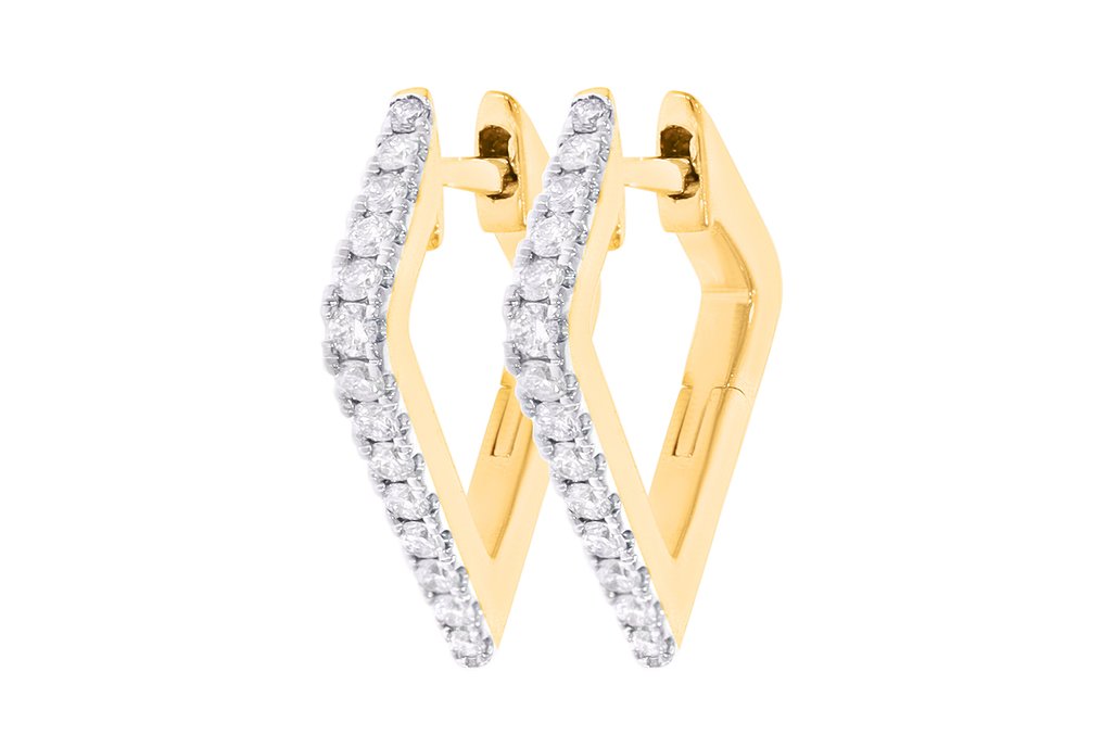 Drop fülbevaló - 18 kt. Sárga arany, Ródiumozott -  0.20ct. tw. - Gyémánt - Maison d'Anvers #3.2