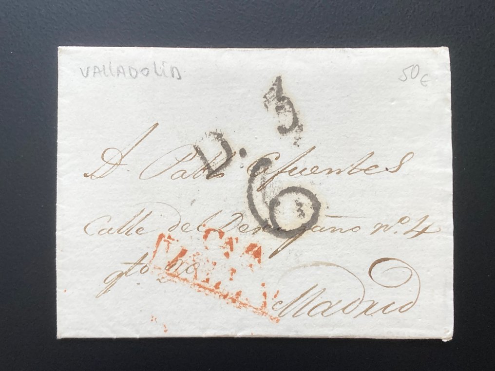 Spain 1765/1849 - Prephilately. Five circulated letters. Valladolid, 18th and 19th centuries. #4.3