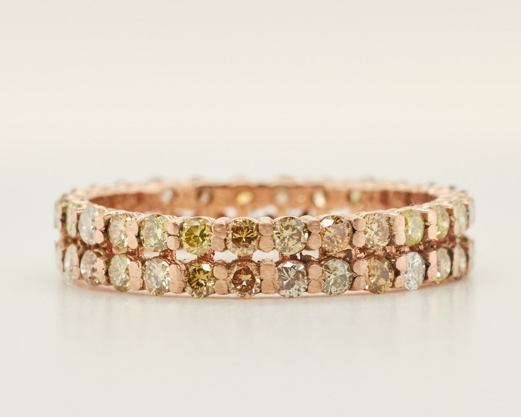 χωρίς τιμή ασφαλείας - Δαχτυλίδι - 14 καράτια Ροζ χρυσό - 1.60ct. tw. Διαμάντι (Φυσικού χρώματος) #2.1