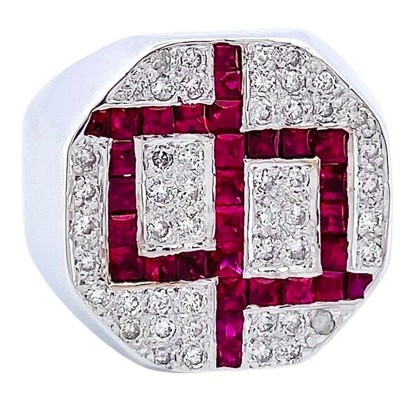 Ring - 18 kt. White gold Ruby - Diamond #3.2