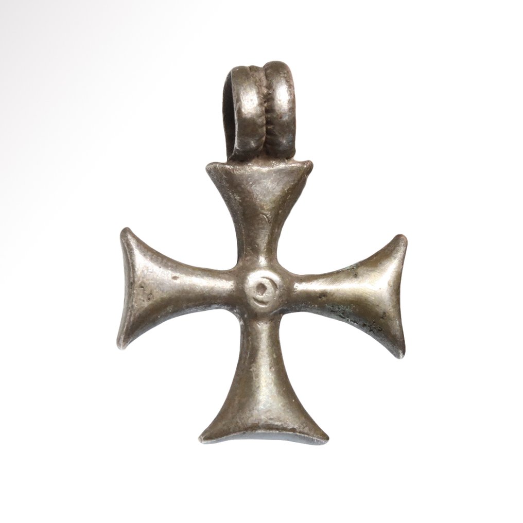 Αντίγραφο της Μεσαιωνικής εποχής των Σταυροφόρων. Ασημί Cross pendant #1.0