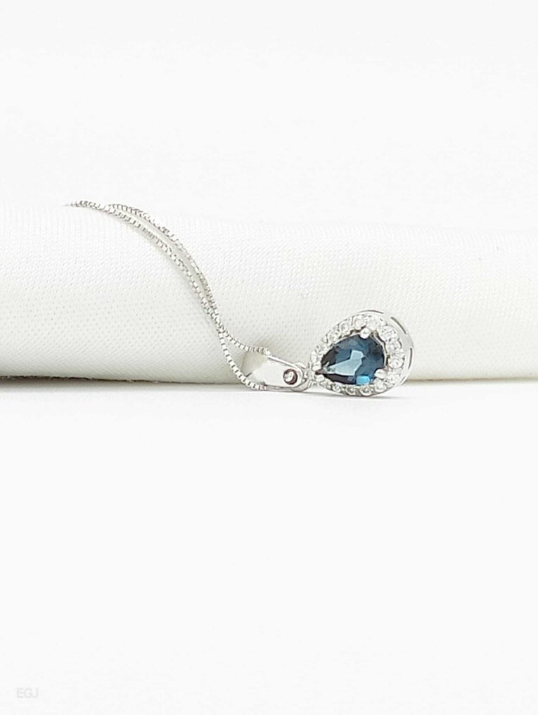 沒有保留價 - 吊墜頸鏈 - 14 克拉 白金 黃玉 - 鉆石 #4.3