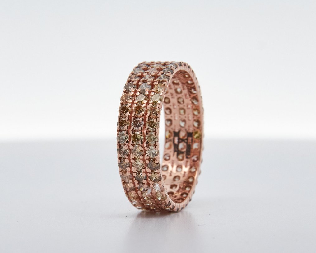 Zonder minimumprijs - Ring - 14 karaat Roségoud - 2.00ct. tw. Diamant (Natuurlijk gekleurd) #4.3