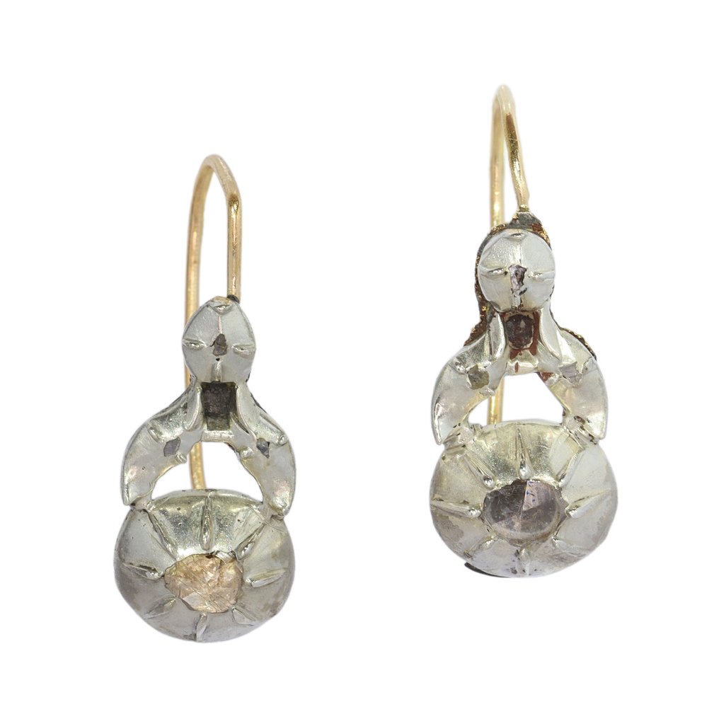 Sans prix de réserve - Boucles d'oreilles - 18 carats Or jaune - Diamant - Vintage antique 1850 #1.0