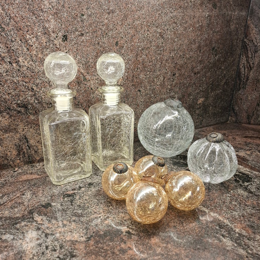 Decanter (8) - Craquelé - 2 Karaf 6 crackled bottles #1.0