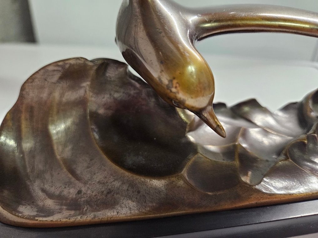 Fevre - Carving, Mouette sur la vague - 14 cm - Patinated bronze #4.3