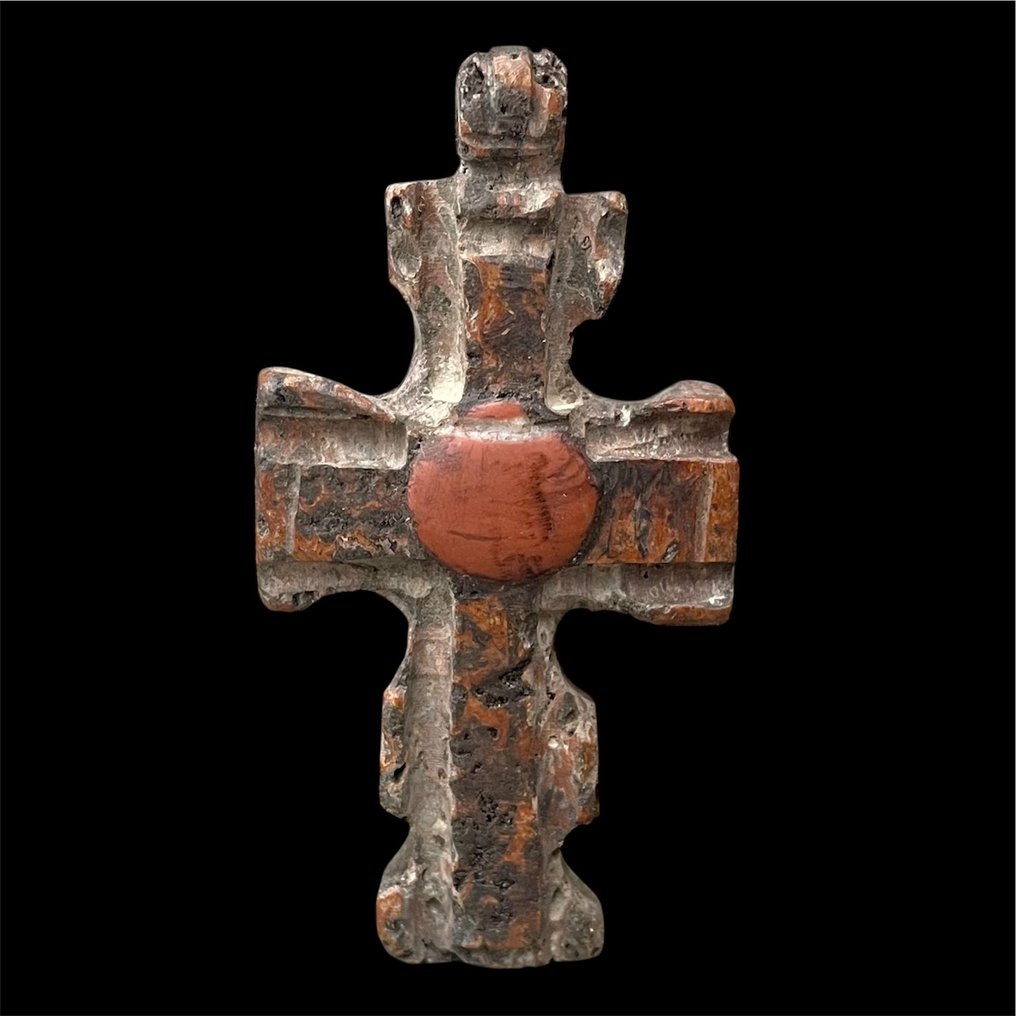 拜占庭时期 罕见的中世纪骨骼十字吊坠 十字架 - 73 mm #1.0