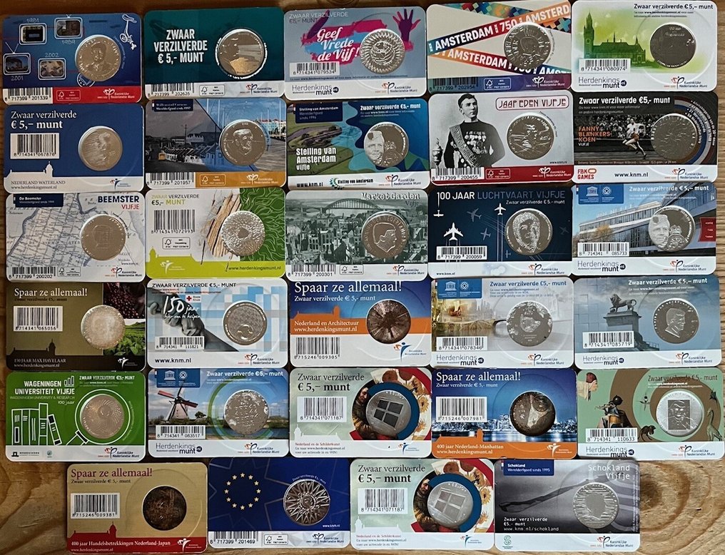 Nederland. 5 Euro 2008/2024 (29 stuks) (Ingen reservasjonspris) #1.0