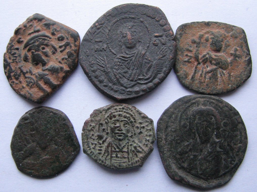 拜占庭帝国 Lot of 6 Æ coins  (没有保留价) #1.0