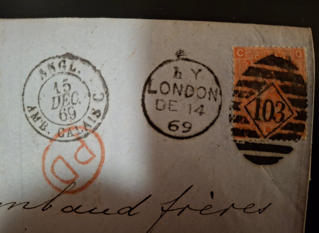 英国 1869 - S.G. 93 版第 11 页在封面上 - Stanley Gibbons #1.0