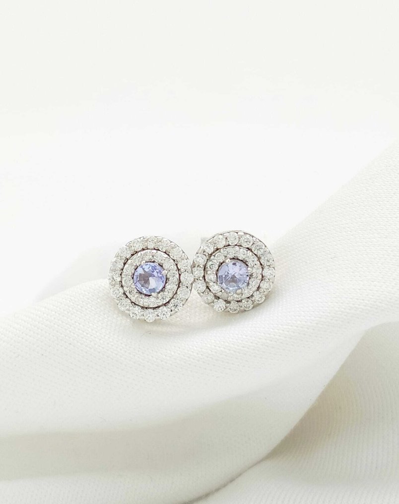 χωρίς τιμή ασφαλείας - Βραδινά σκουλαρίκια - 14 καράτια Λευκός χρυσός - 1.59ct. tw. Τανζανίτης - Διαμάντι - 585 #4.3